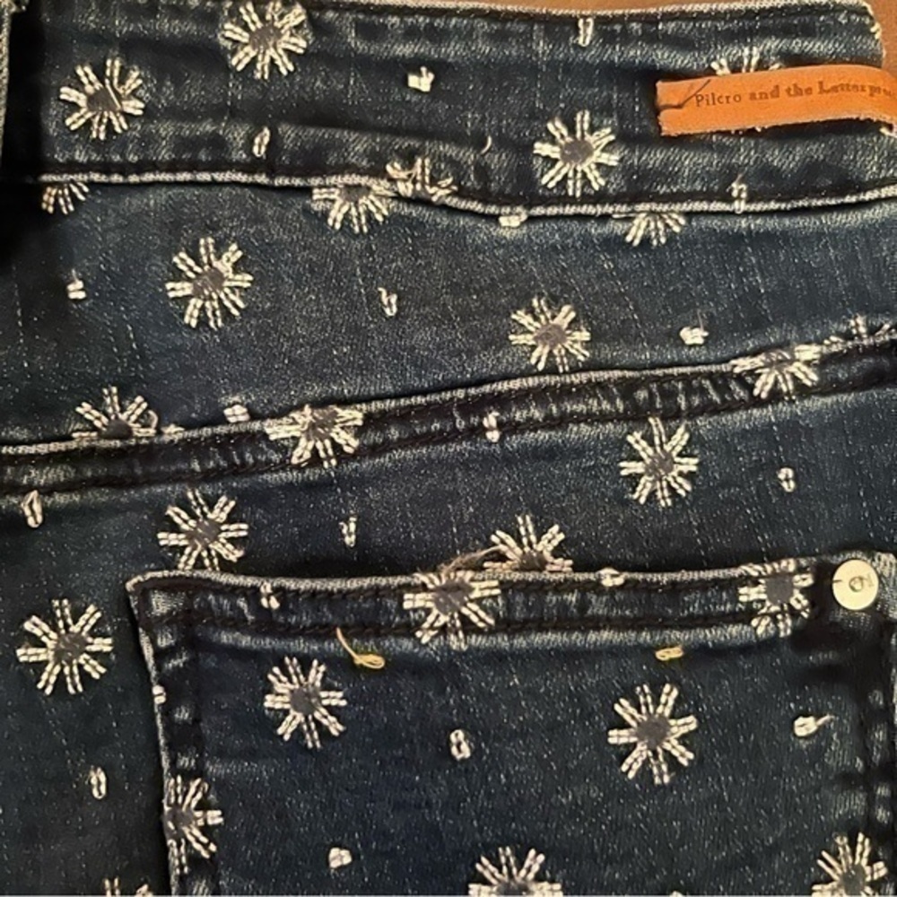 Anthropologie Pilcro & The Letterpress Crop Hi Rise Bootcut Embroidered Jeans - Picture 7 of 15
